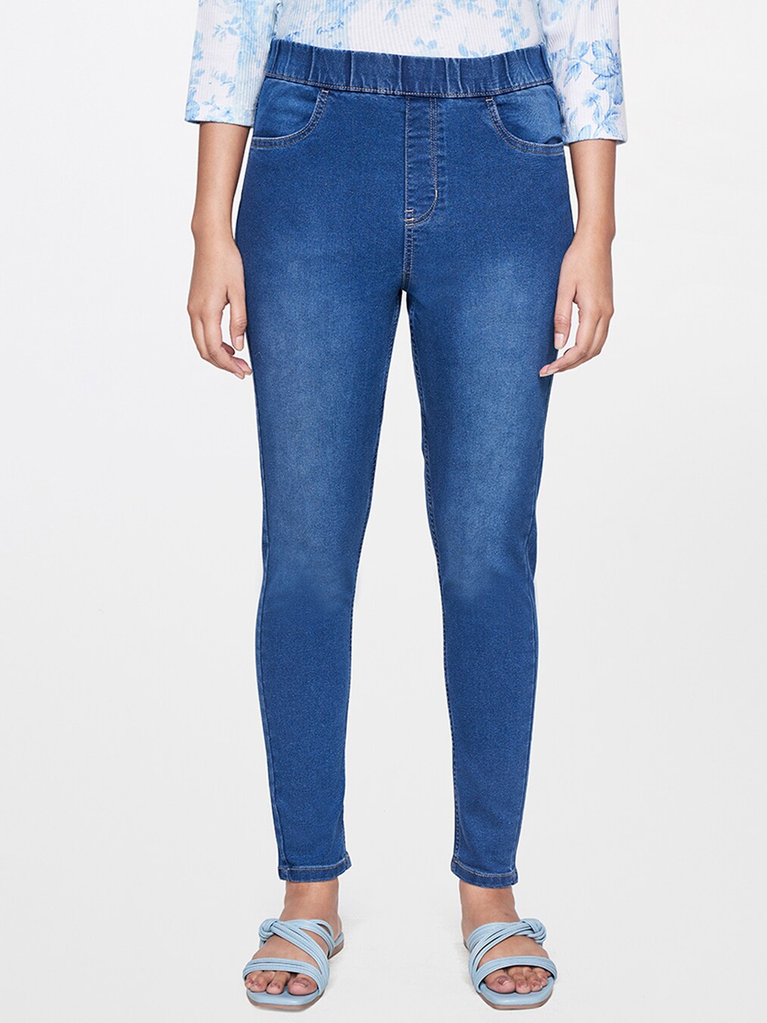 

AND Women Mid-Rise Skinny Fit Heavy Fade Jeans, Blue