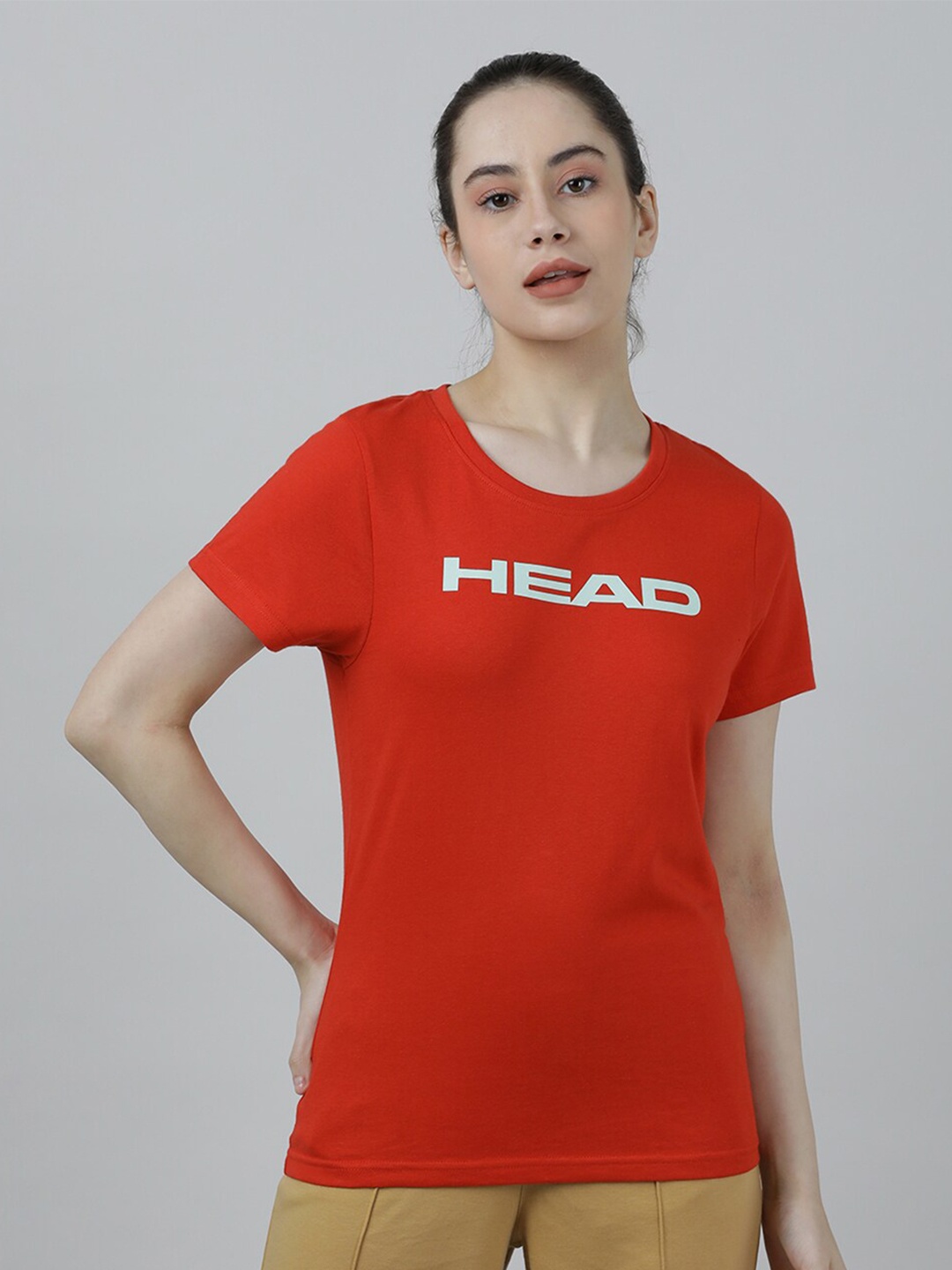 

Head Typography Printed Slim Fit Cotton T-shirt, Red