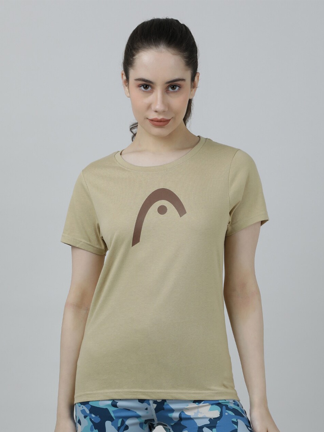 

Head Printed Slim Fit Cotton T-shirt, Khaki
