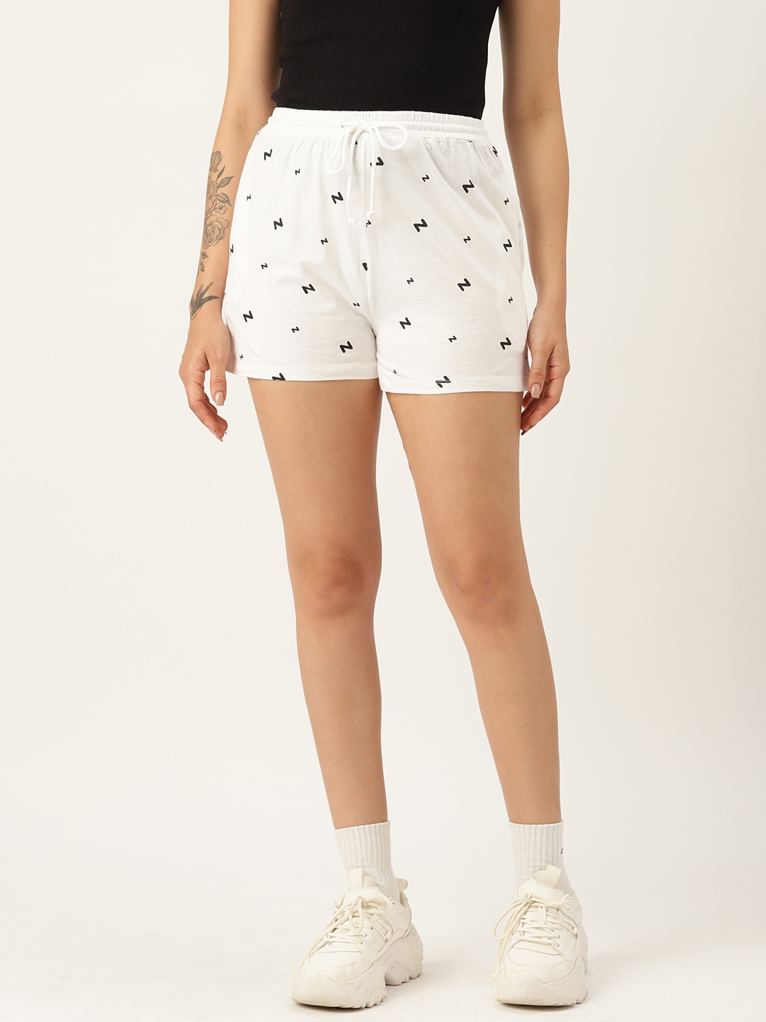 

Kook N Keech Women Conversational Printed Cotton Shorts, White