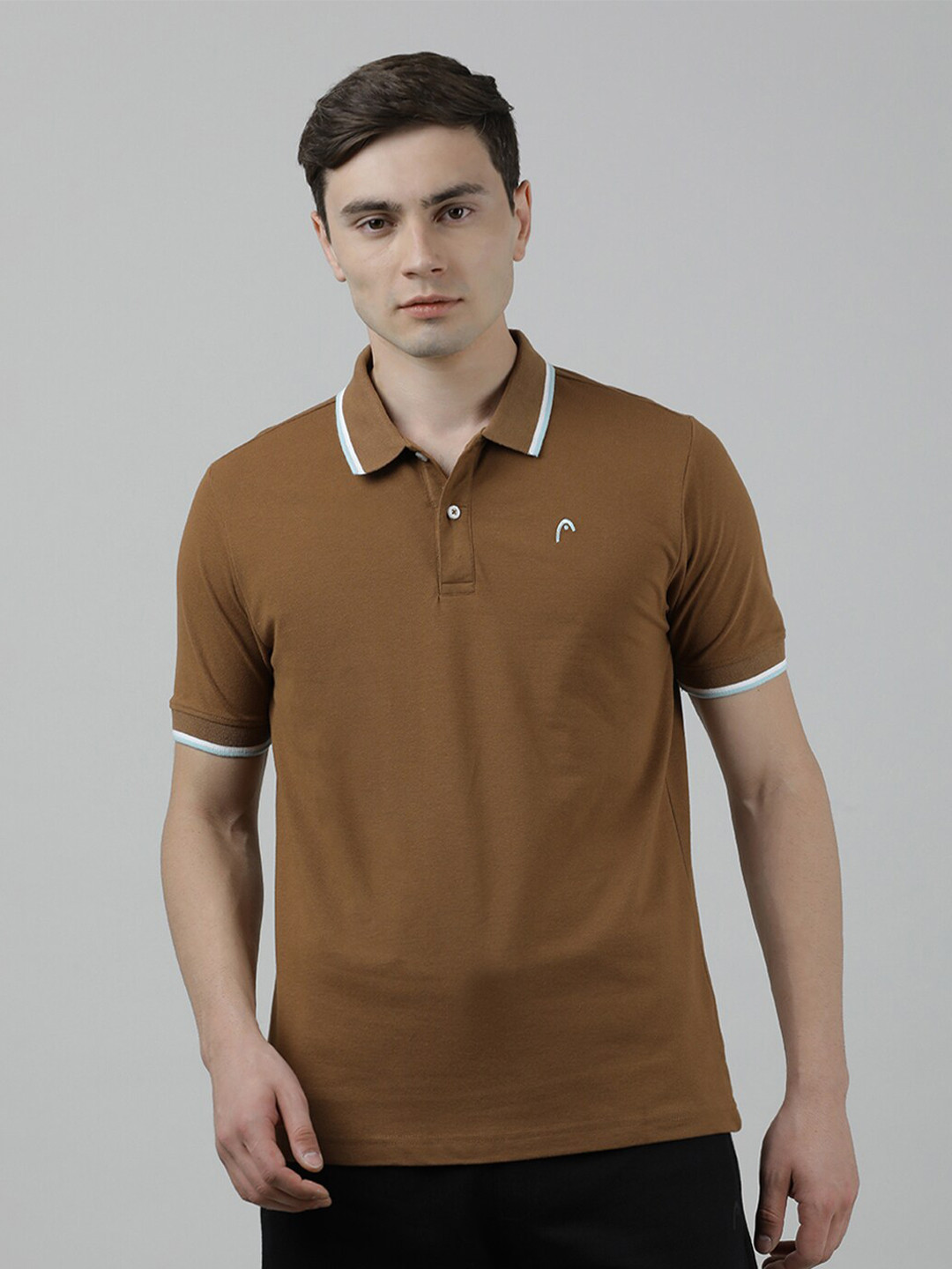 

Head Polo Collar Slim Fit Cotton T-Shirt, Brown