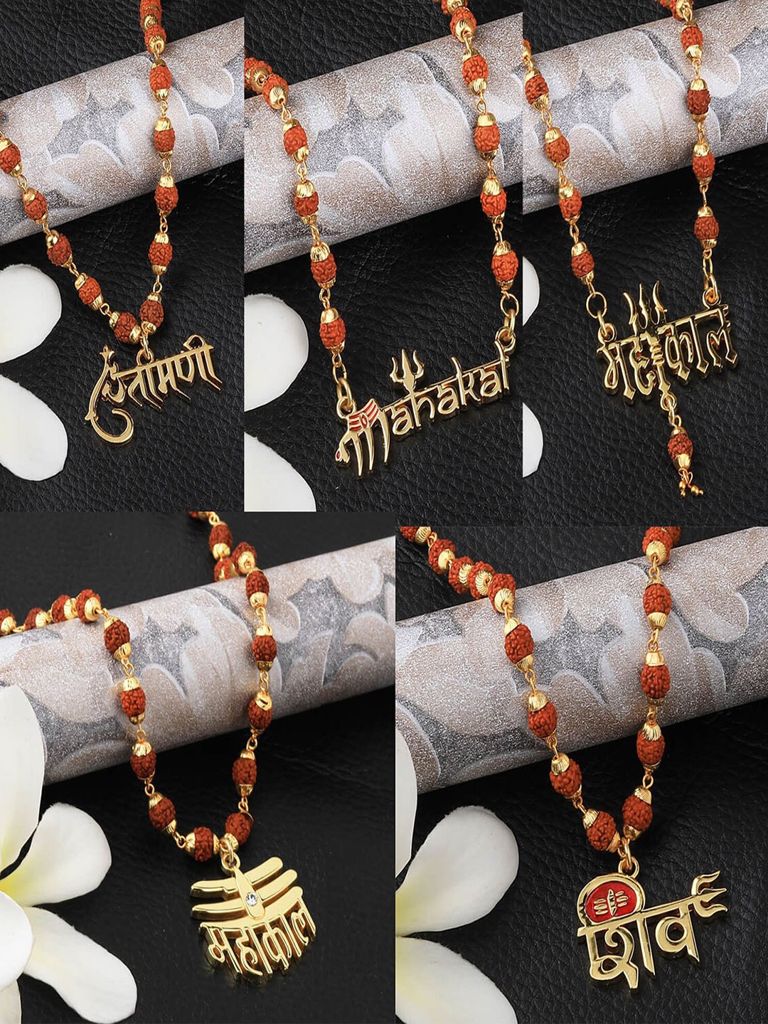 

Silver Shine Set Of 4 Gold-Plated Traditional Mala Pendant Chain