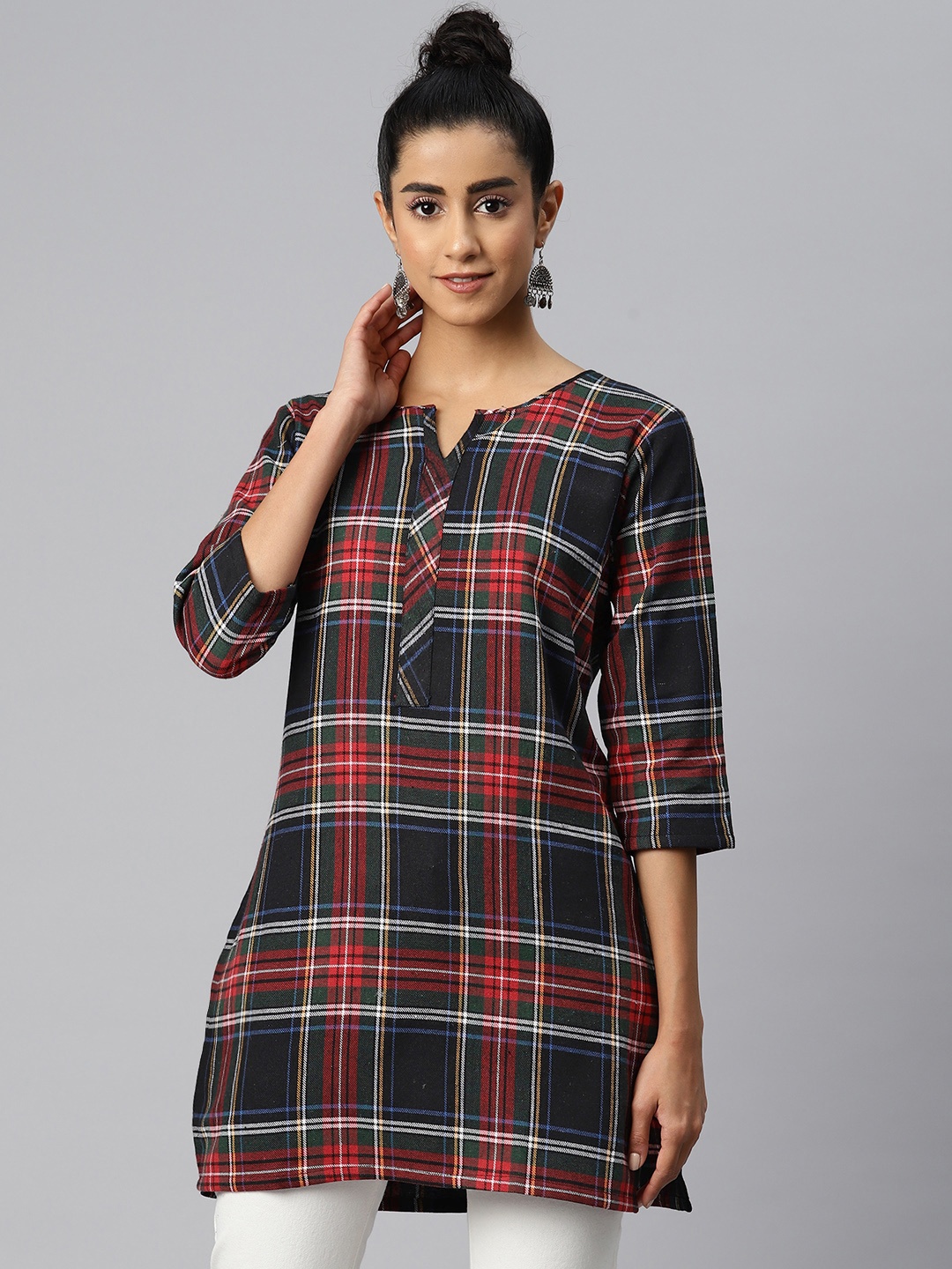 

One Femme Checked Pure Cotton Kurti, Multi