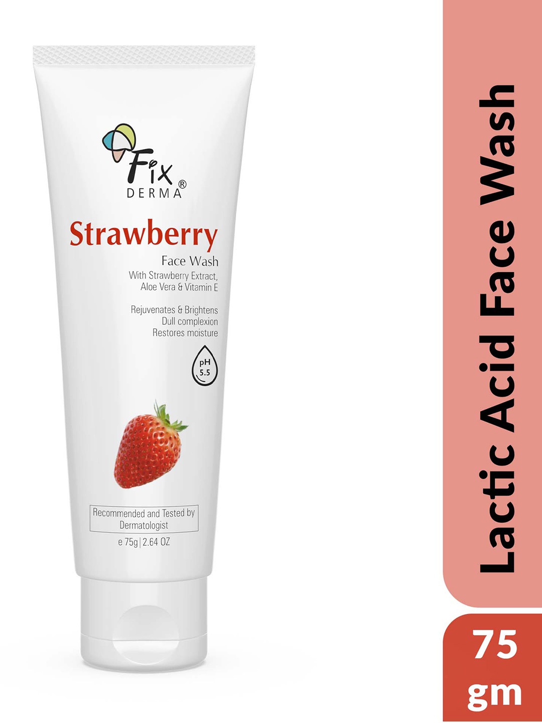 

FIXDERMA Strawberry Face Wash with Vitamin E & Strawberry Extract - 75gm, White