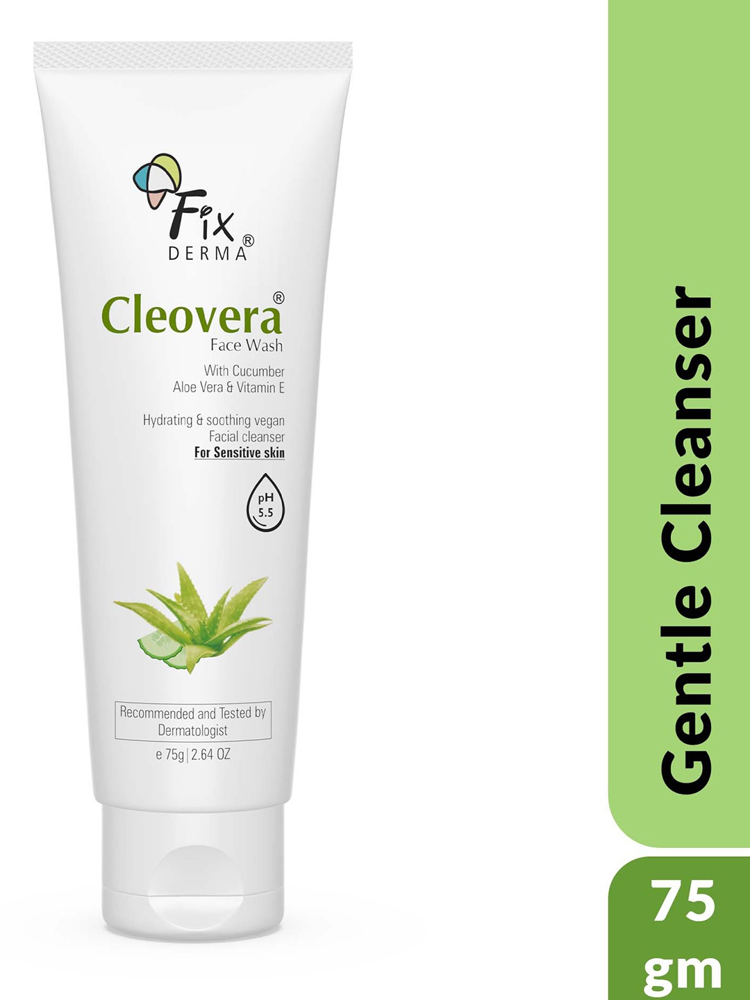

FIXDERMA Cleovera Cucumber & AloeVera Face Wash With Vitamin E - 75gm, White