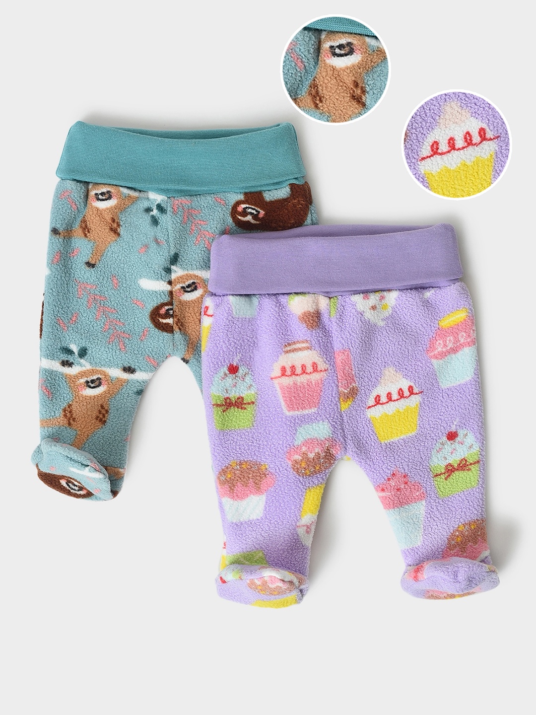 

MiArcus Infant Kids Pack Of 2 Printed Fleece Lounge Pants, Sea green