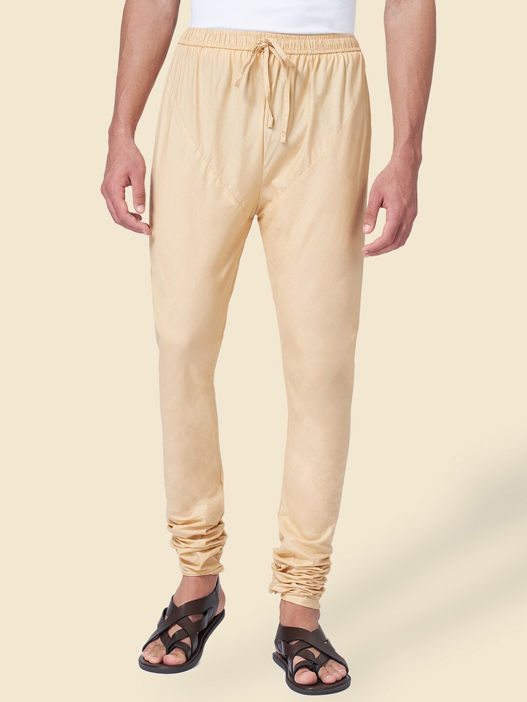 

indus route by Pantaloons Men Mid Rise Cotton Churidar, Beige