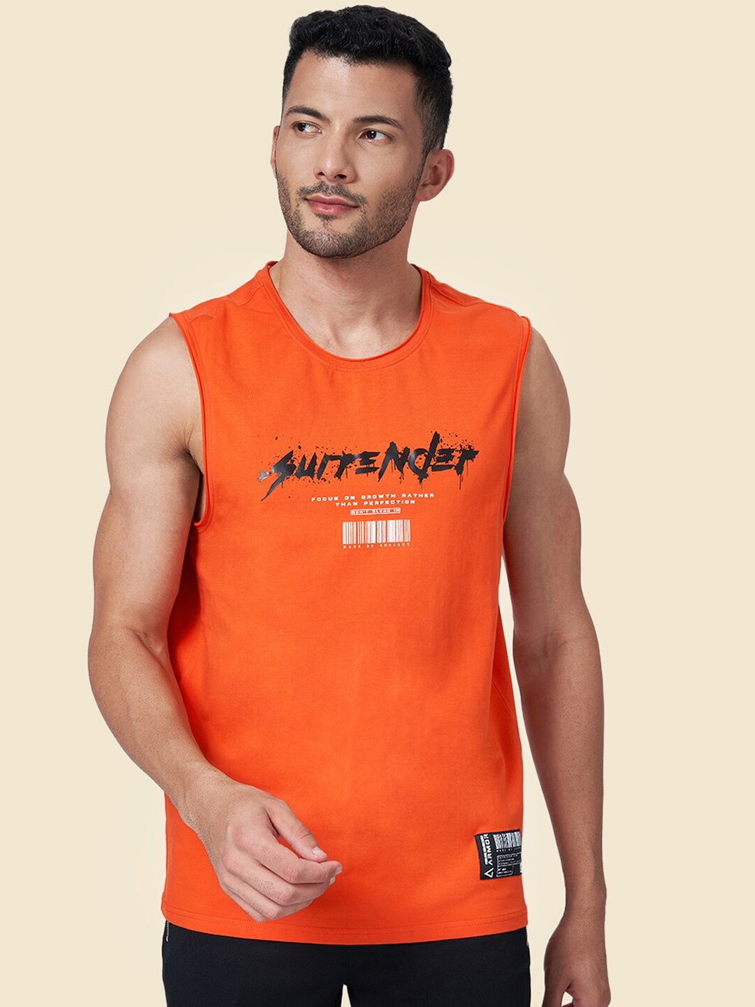 

Street Armor by Pantaloons Typography Printed Cotton Gym Vests, Orange