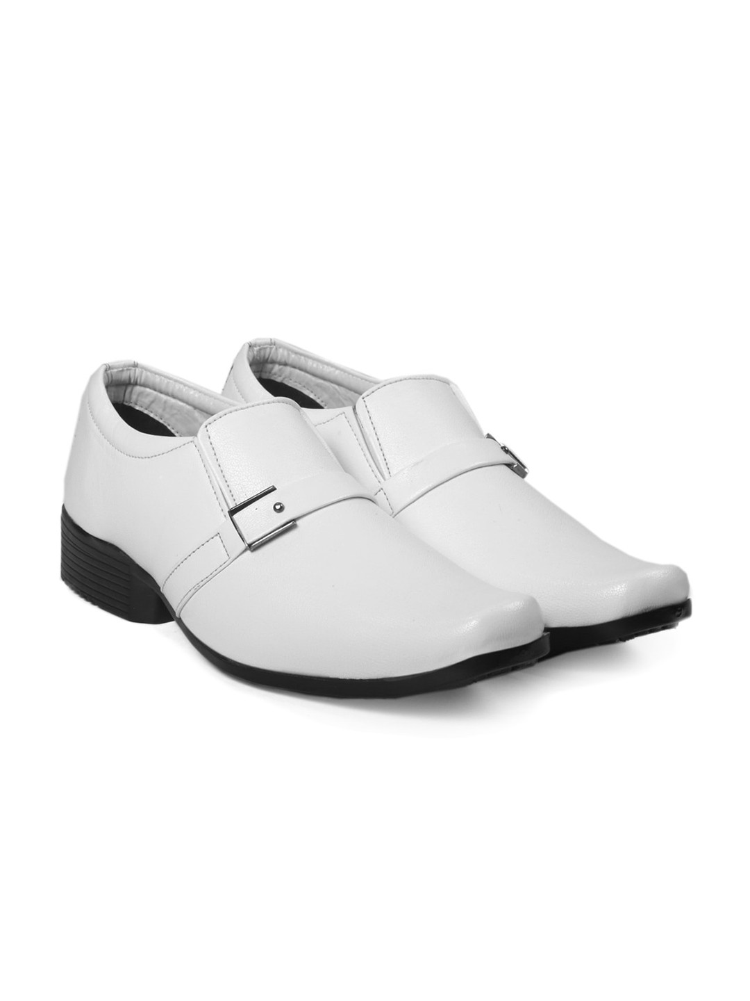 

Bxxy Men Buckled Formal Slip On Shoes, White