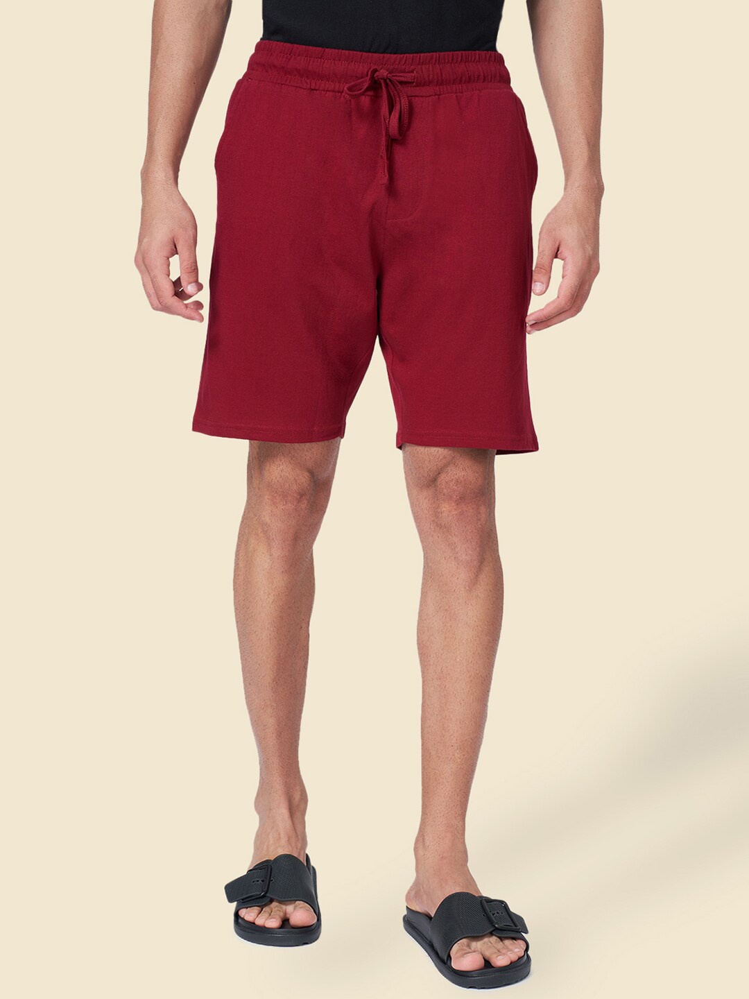 

Ajile by Pantaloons Men Mid-Rise Cotton Lounge Shorts, Burgundy