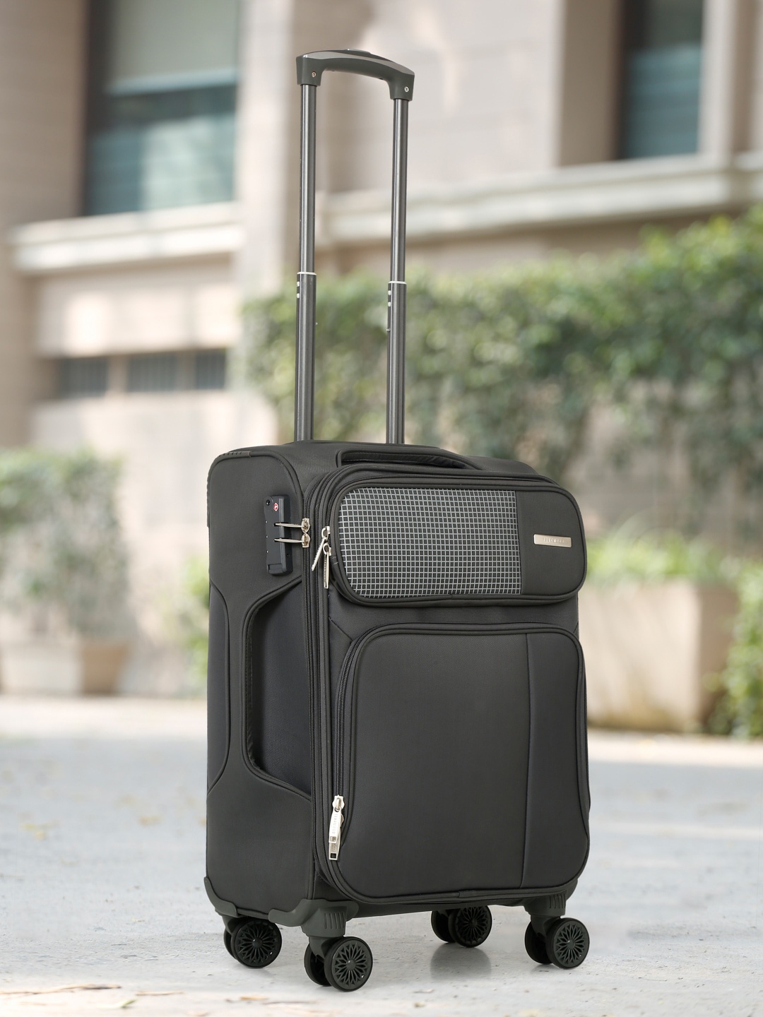 

Teakwood Leathers Textured Soft Cabin Trolley Bag, Charcoal