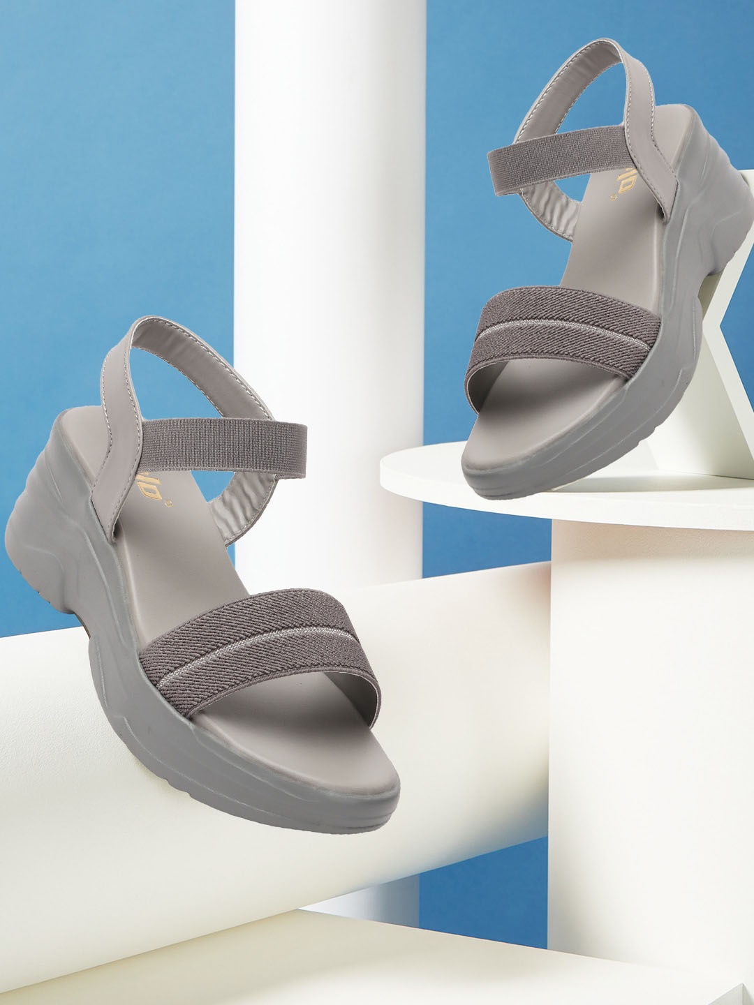 

Colo Woven Design Comfort Heels, Grey