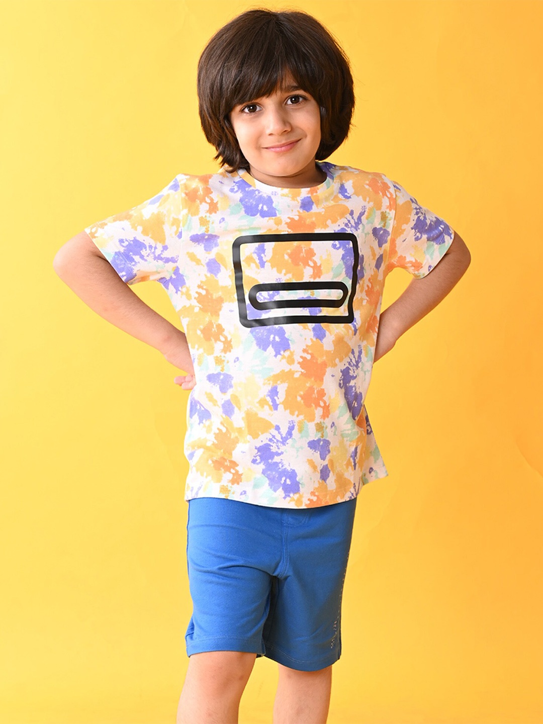 

Anthrilo Boys Printed Pure Cotton T-shirt with Shorts, White