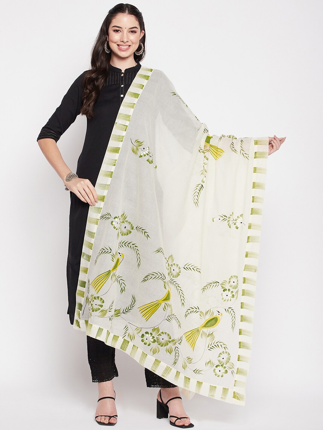 

Clora Creation Ethnic Motifs Printed Dupatta, Off white