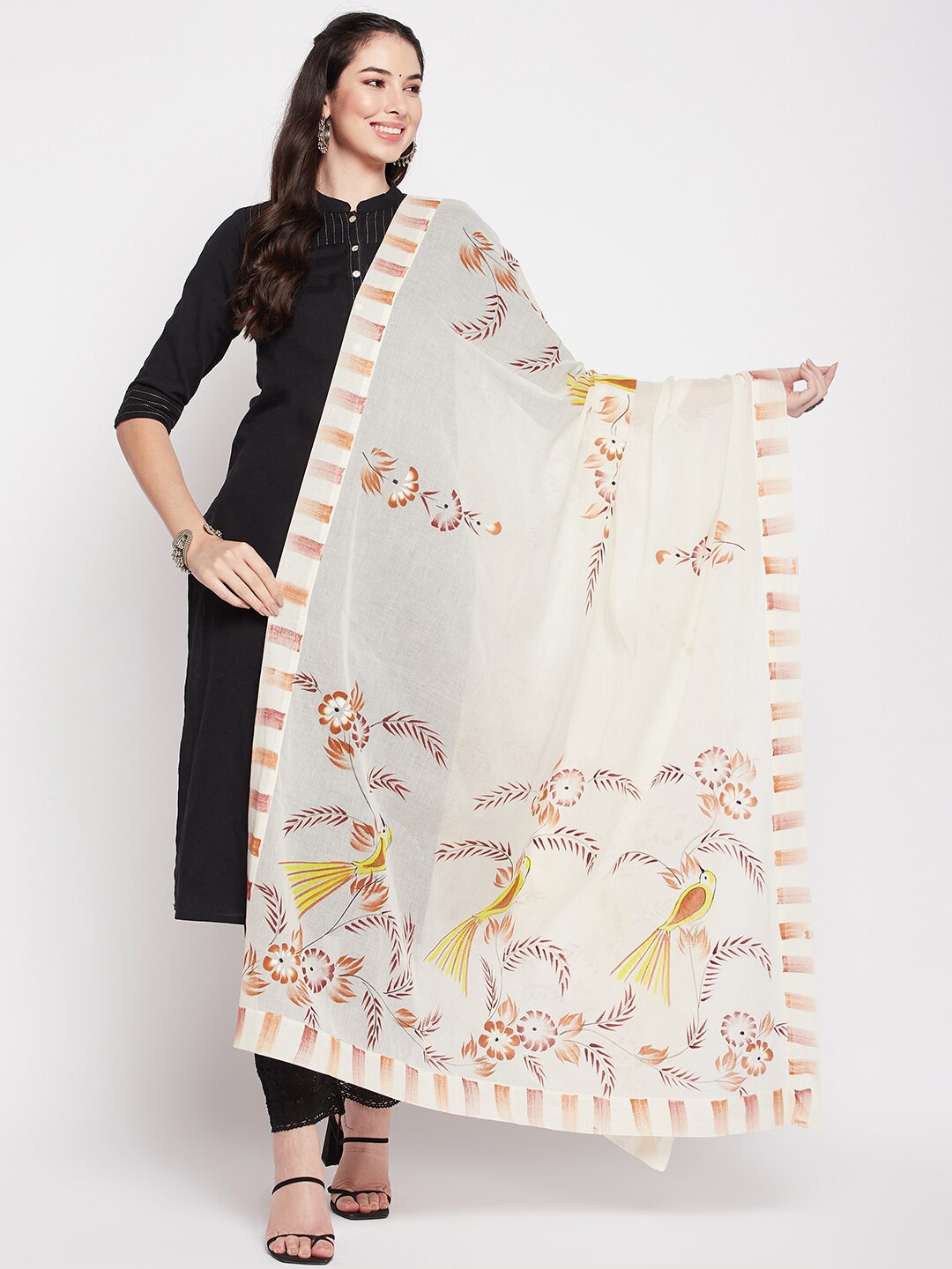 

Clora Creation Printed Cotton Dupatta, Off white