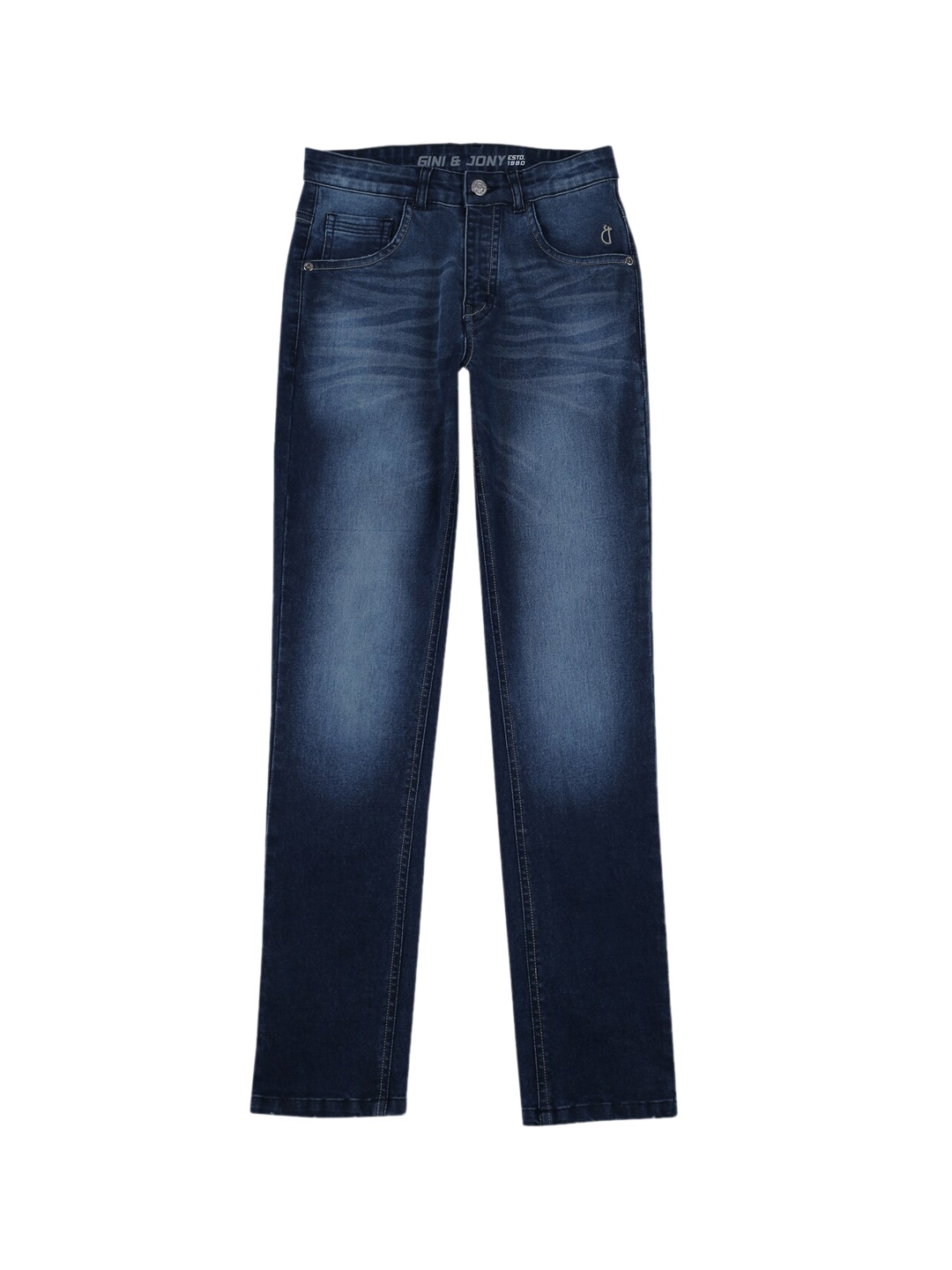 

Gini and Jony Boys Mid Rise Heavy Fade Whiskers Denim Jeans, Blue