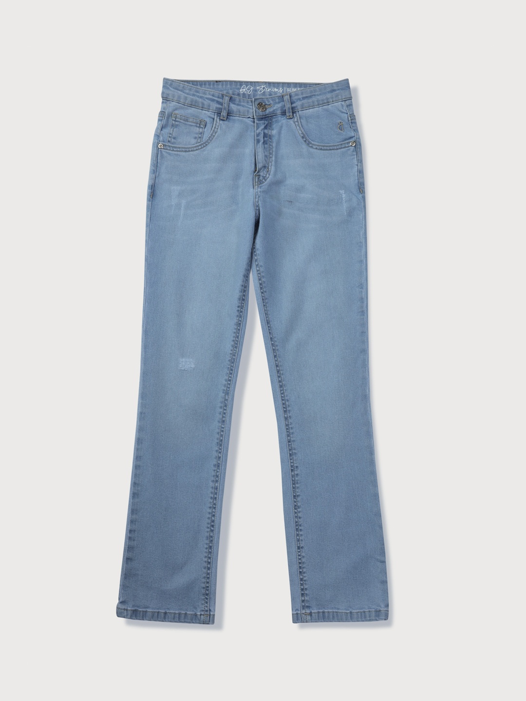 

Gini and Jony Boys Low Distress Light Fade Whiskers Denim Jeans, Blue