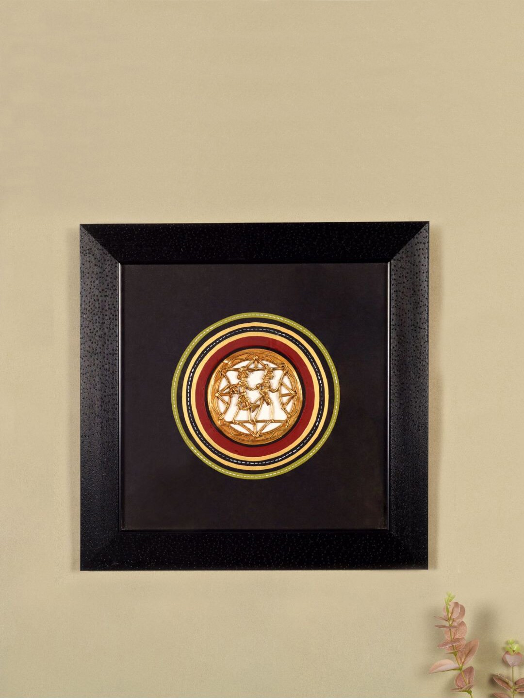 

AAKRITI ART CREATIONS Black & Red Ethnic Dhokra Painting Wall Art