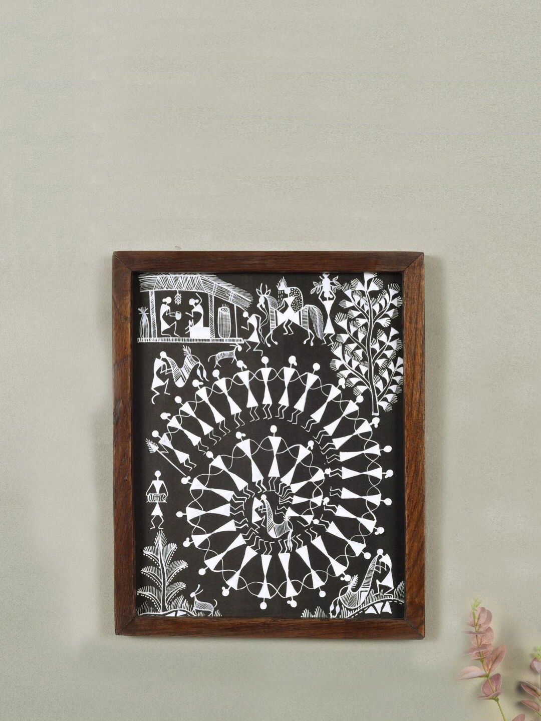 

AAKRITI ART CREATIONS Black & White The Life Of Warli Painting Wall Art