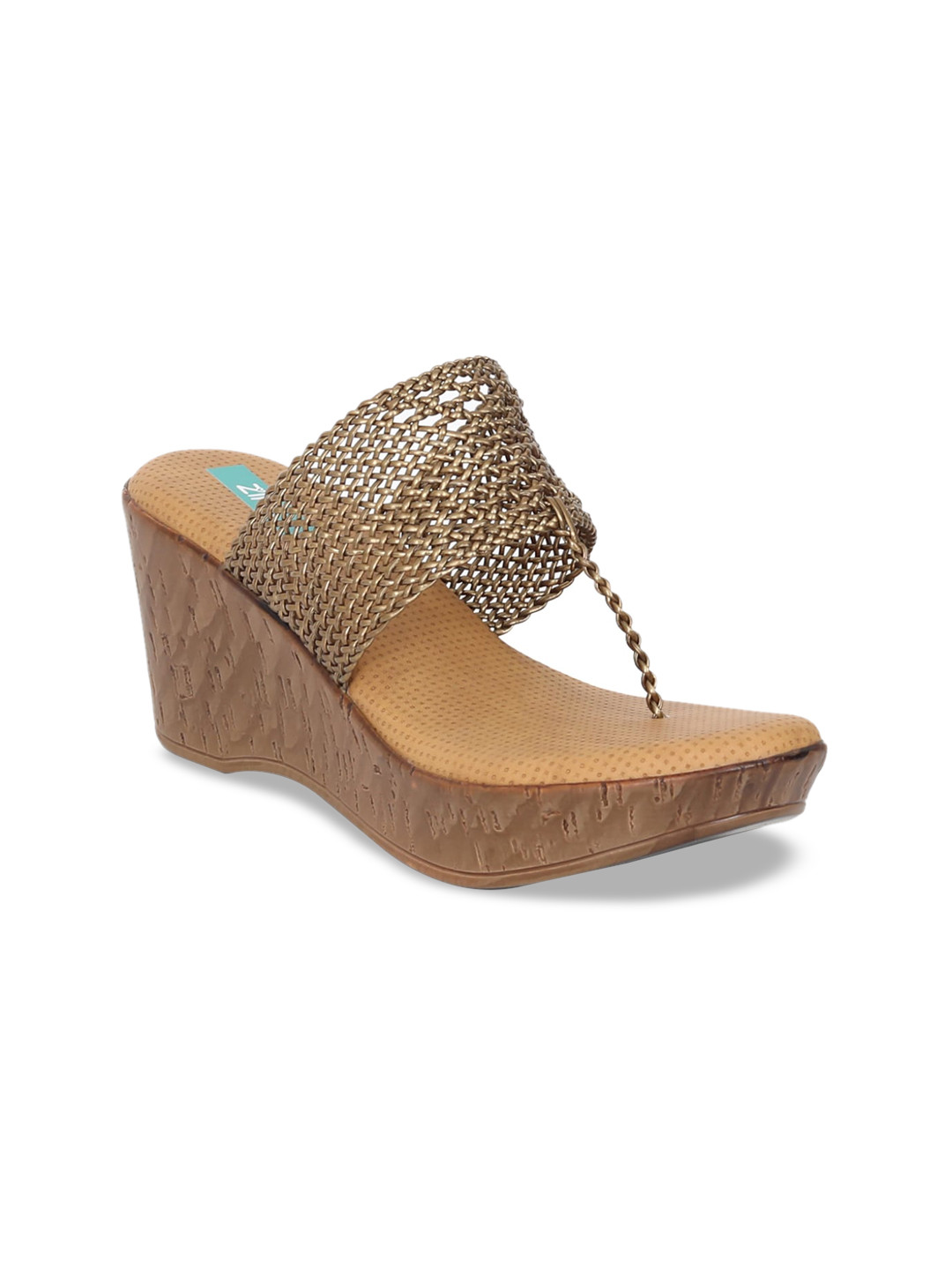 

Zyla Woven Design Wedge Heels, Gold