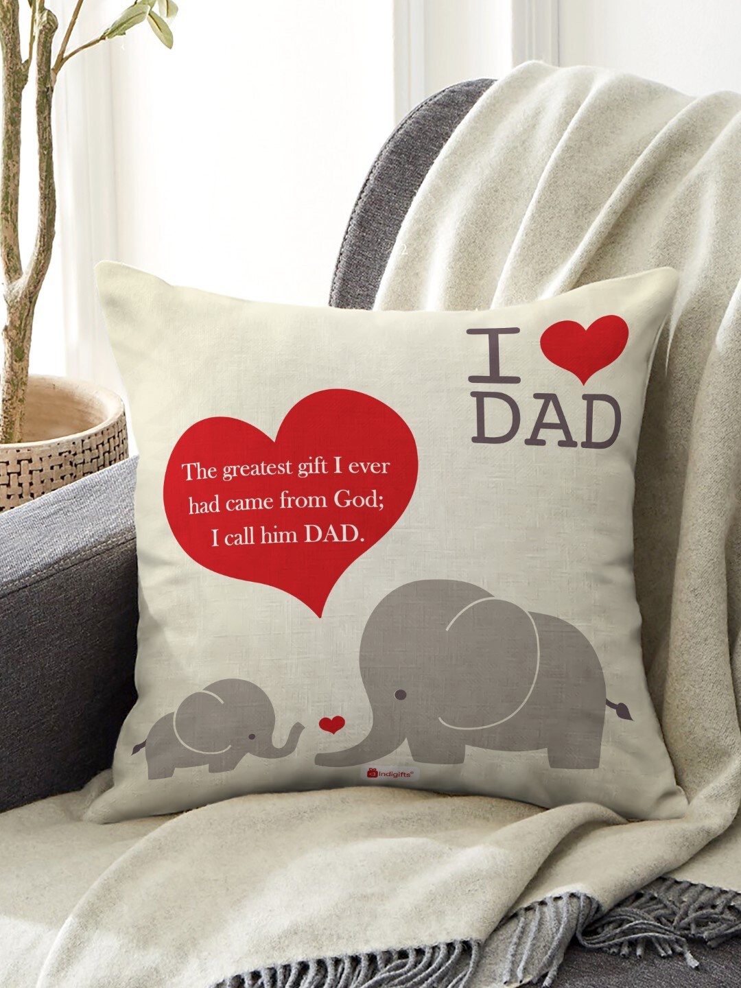 

Indigifts White & Black I Love Dad Printed Cushion