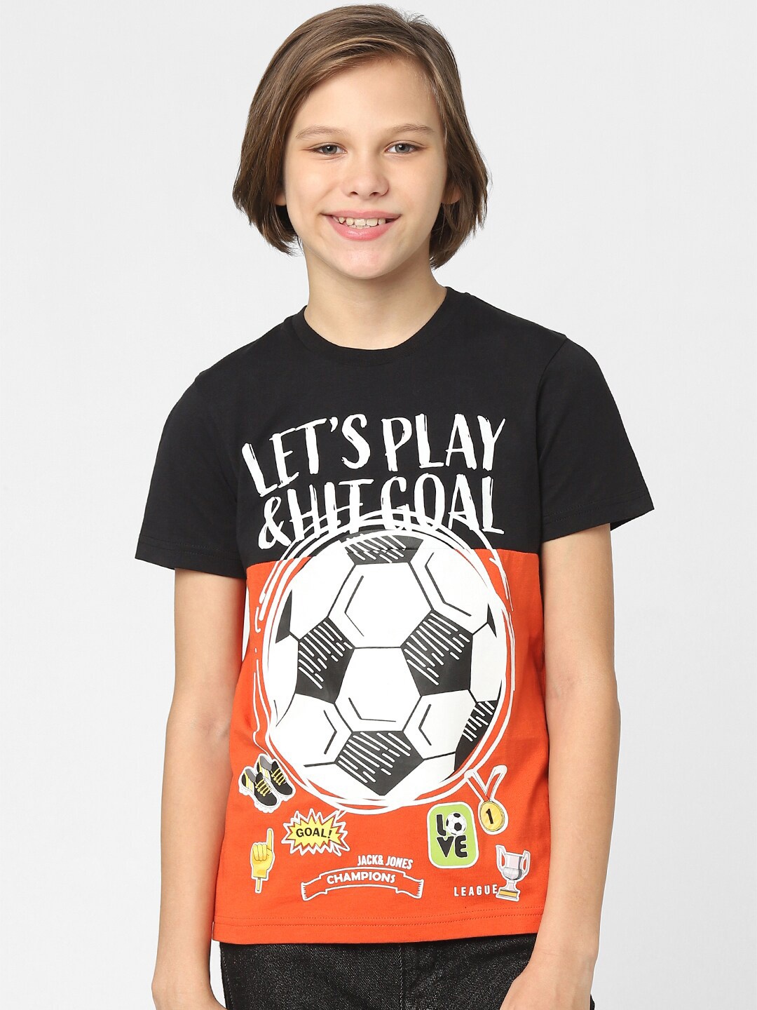 

Jack & Jones Junior Boys Graphic Printed Cotton Casual T-Shirt, Red