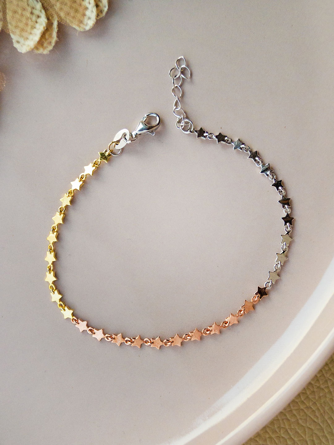 

MANNASH Women Sterling Silver Rhodium-Plated Twinkling Stars Link Bracelet