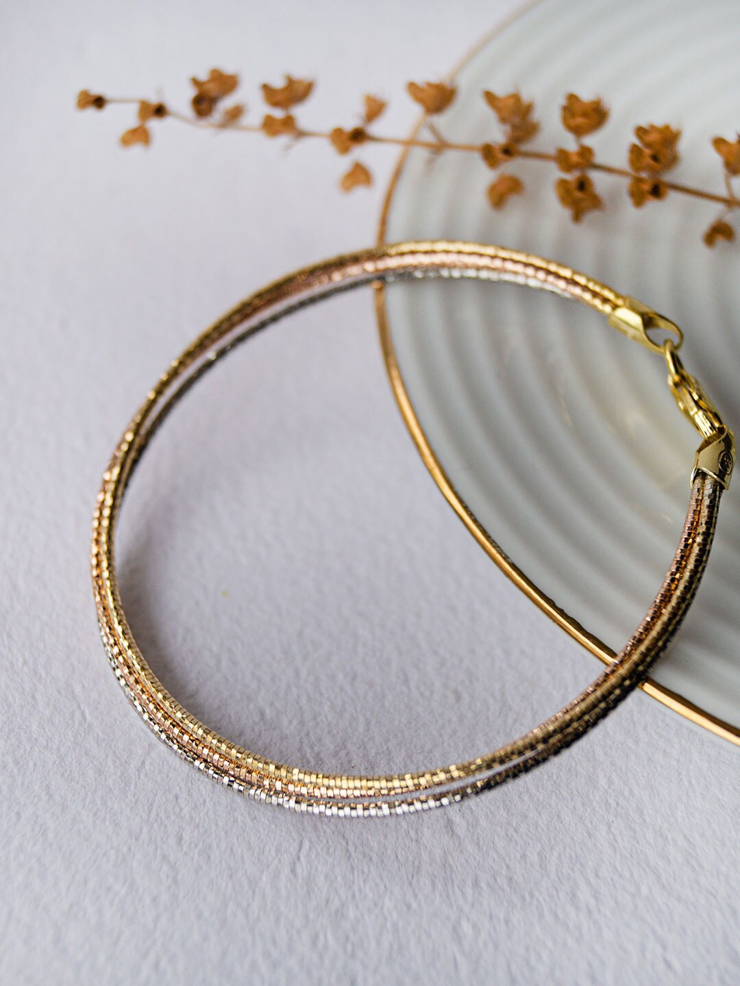 

MANNASH Women Sterling Silver Rhodium-Plated Wraparound Bracelet, Gold