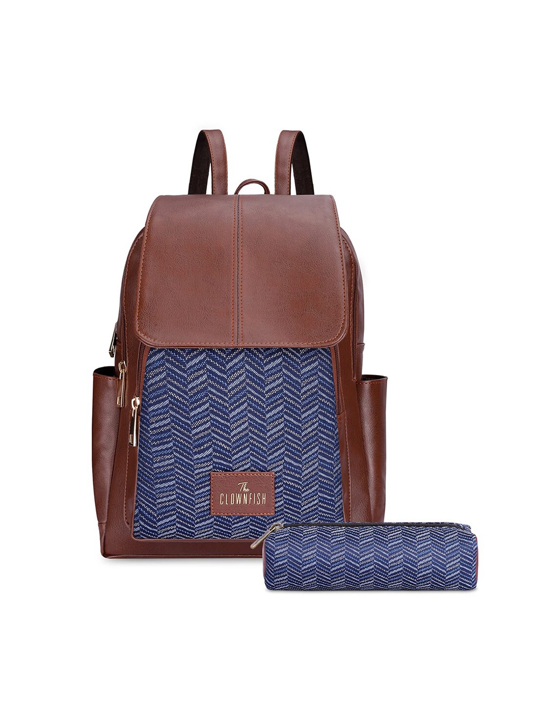 

THE CLOWNFISH Minerva Women Printed Backpack With Zip Pouch, Blue