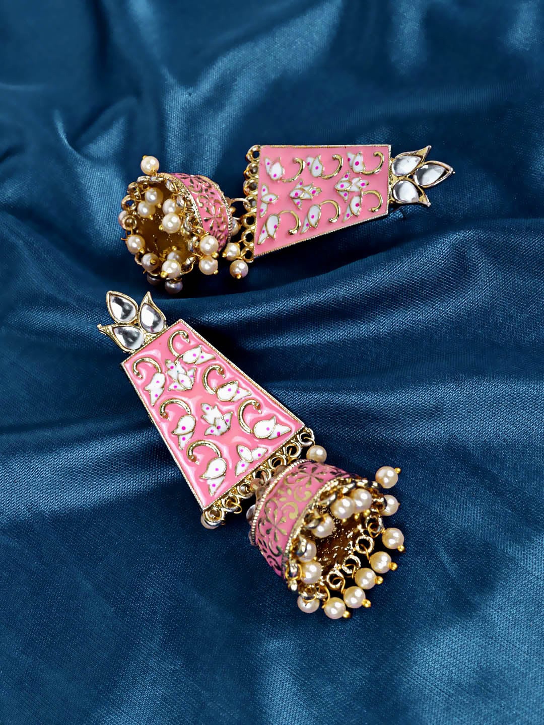 

Krelin Traditional Ethnic Classic Jhumkas Earrings, Pink