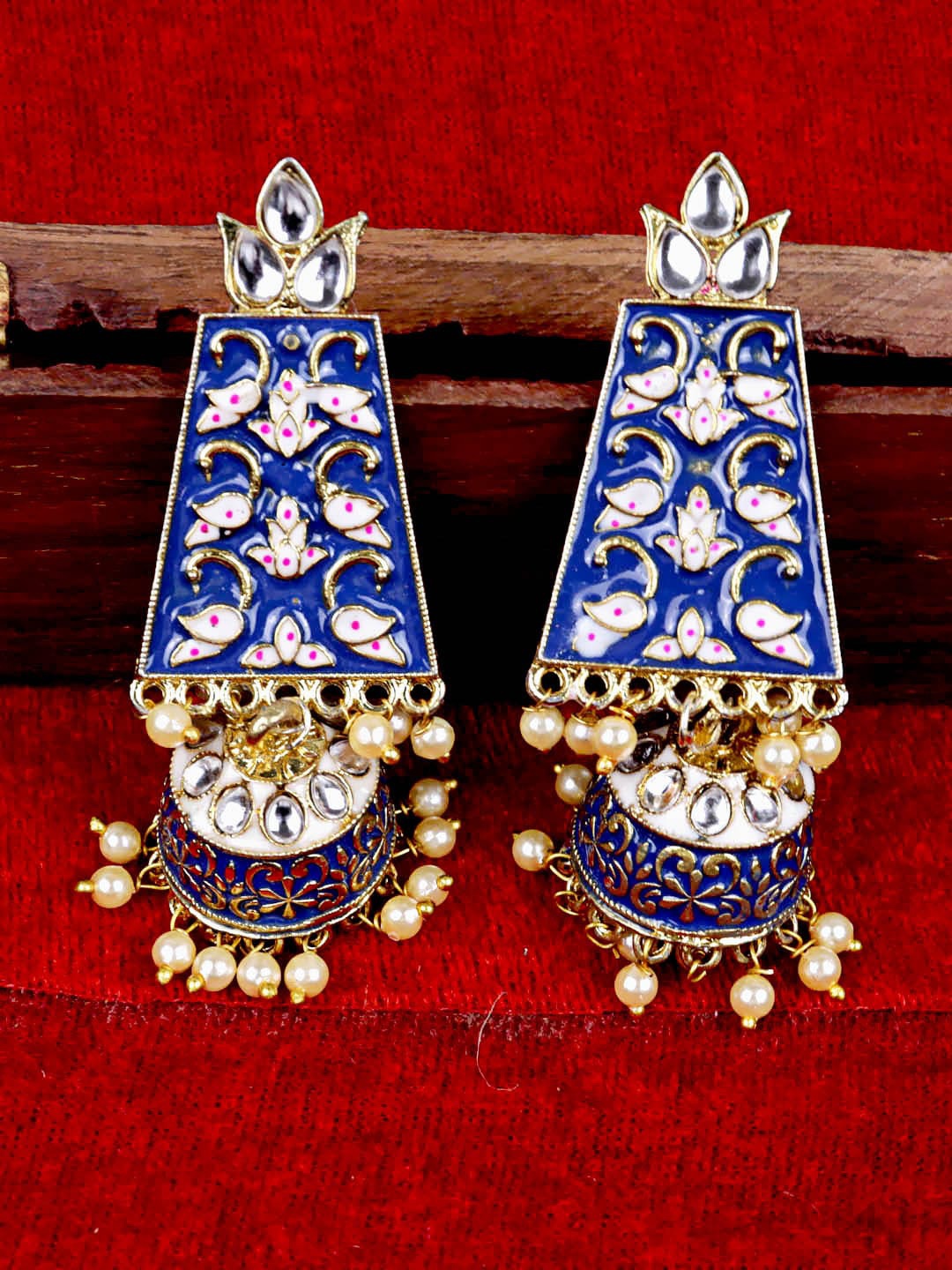 

Krelin Traditional Ethnic Classic Jhumkas Earrings, Blue