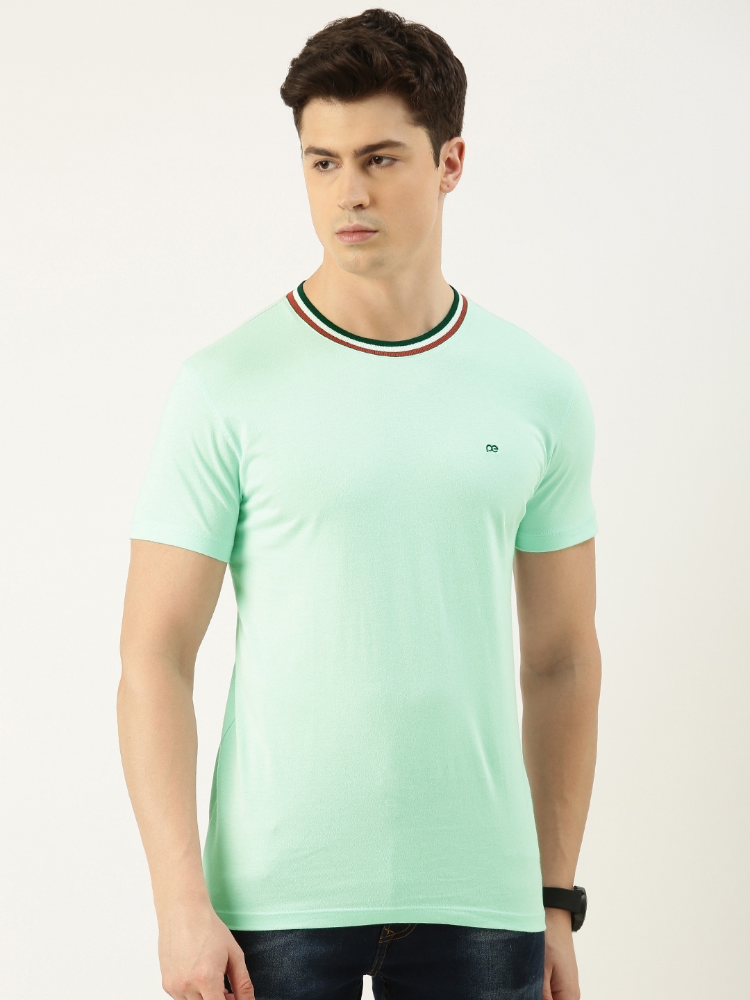 

Peter England Casuals Men Pure Cotton Slim Fit T-shirt, Blue