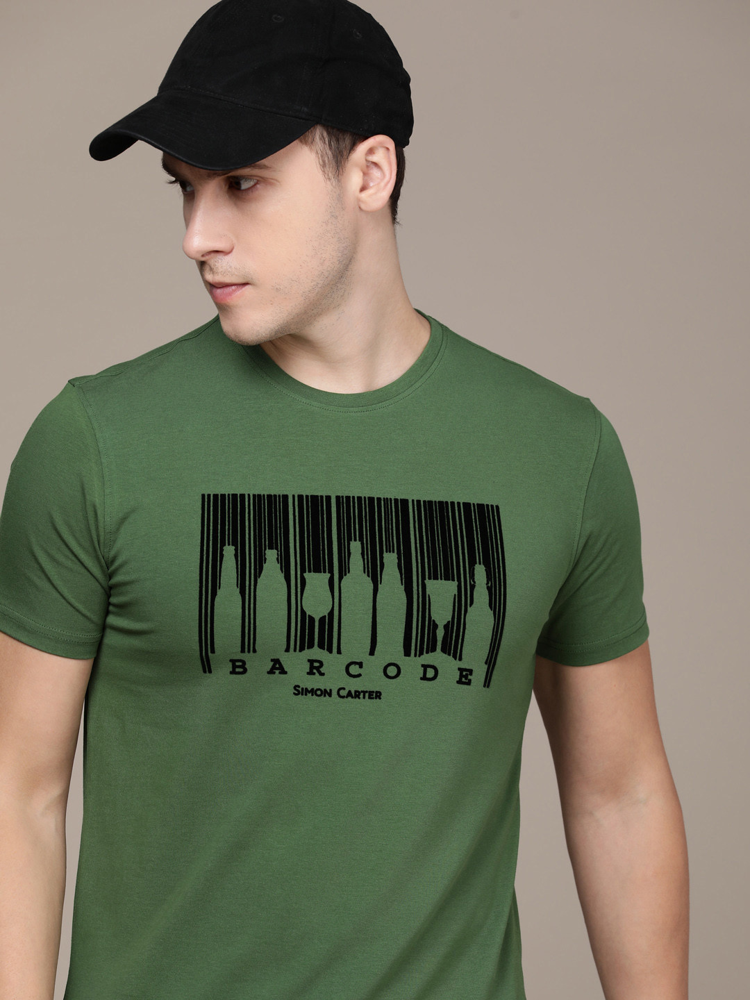

SIMON CARTER LONDON Men Printed Slim Fit T-shirt, Olive