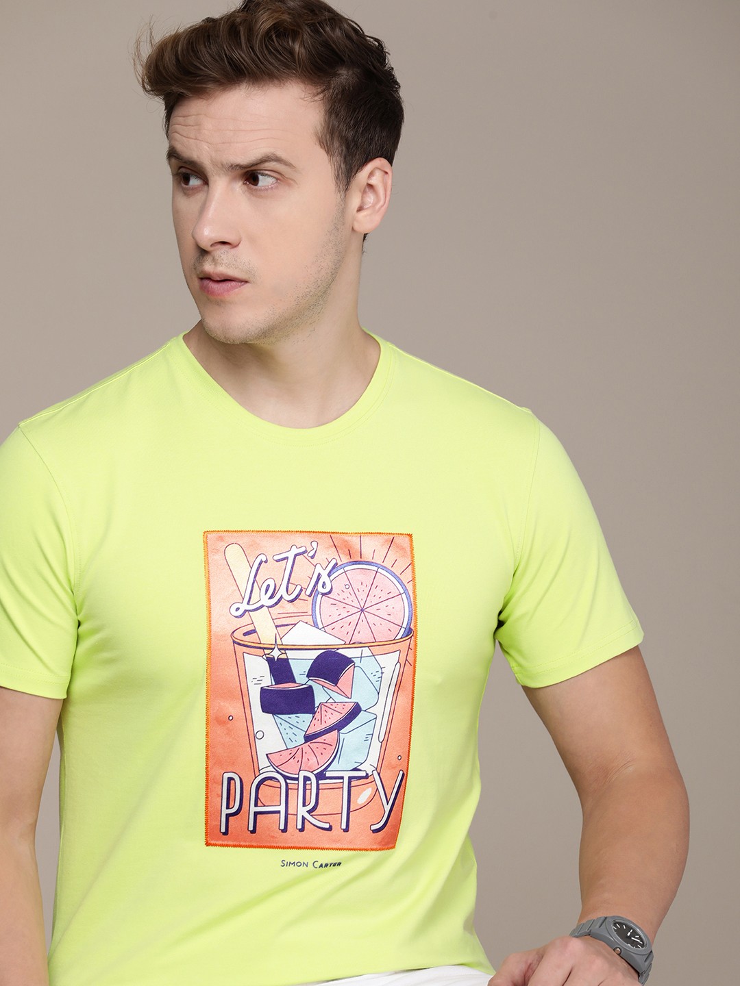 

SIMON CARTER LONDON Men Printed Slim Fit T-shirt, Orange