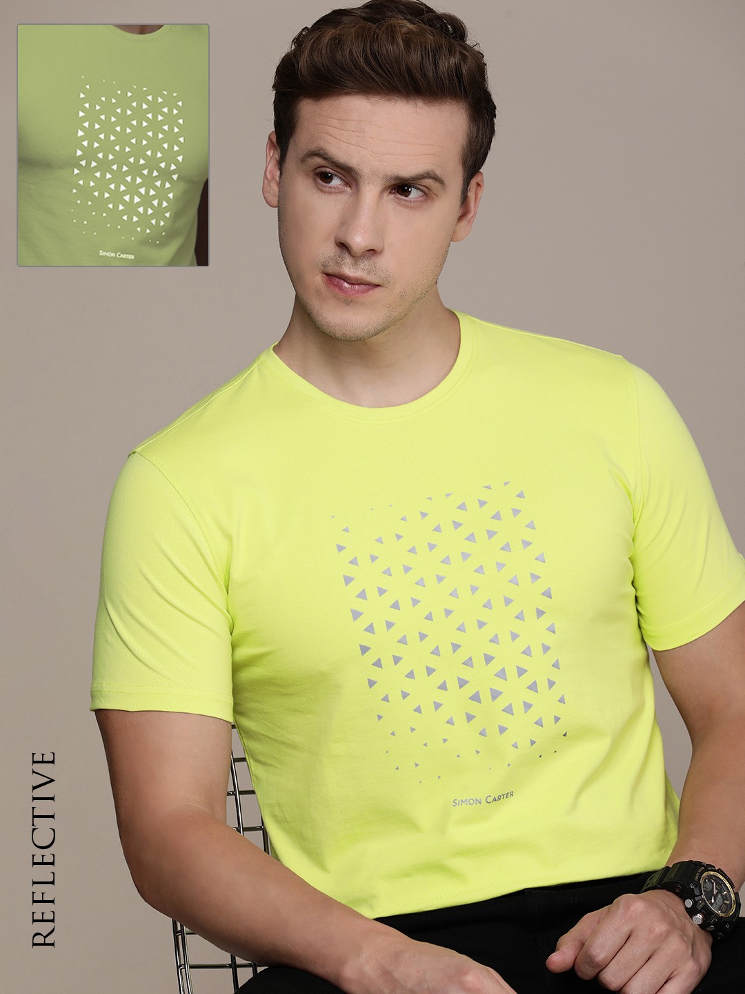 

SIMON CARTER LONDON Men Graphic Printed Slim Fit T-shirt, Yellow