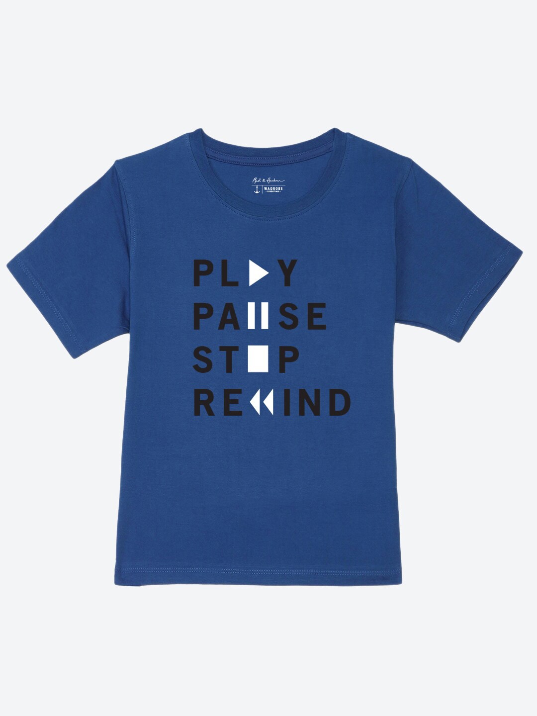 

M&H Juniors Boys Blue Typography Printed Pure Cotton T-shirt