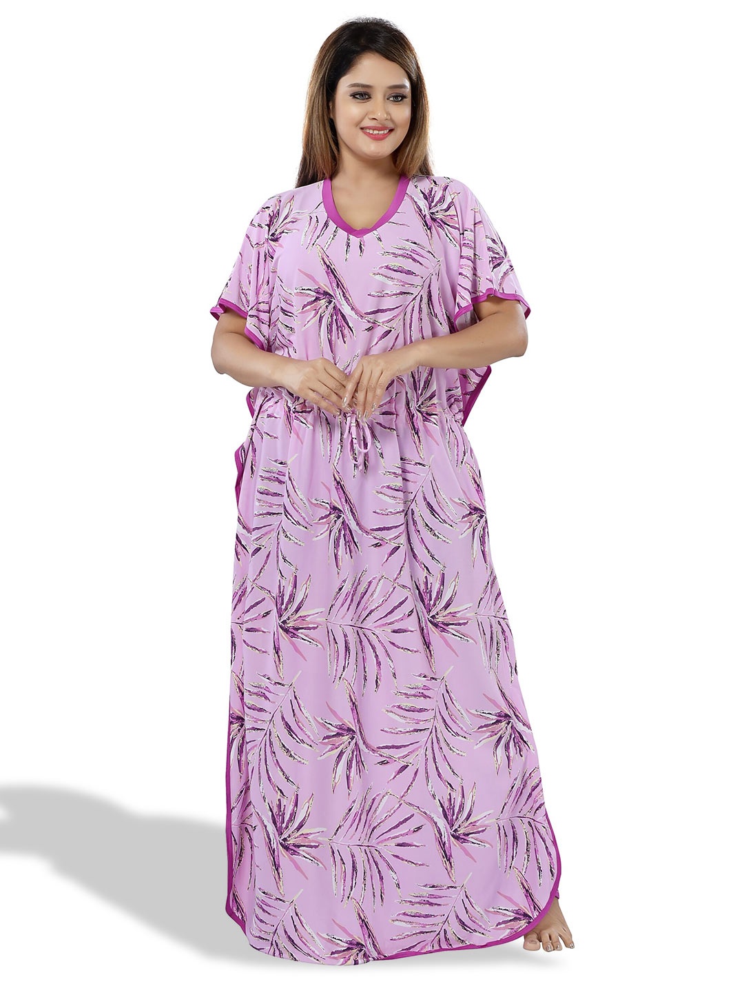 

SHOPPING STATION Floral Printed Satin Maxi Kaftan Nightdress, Pink