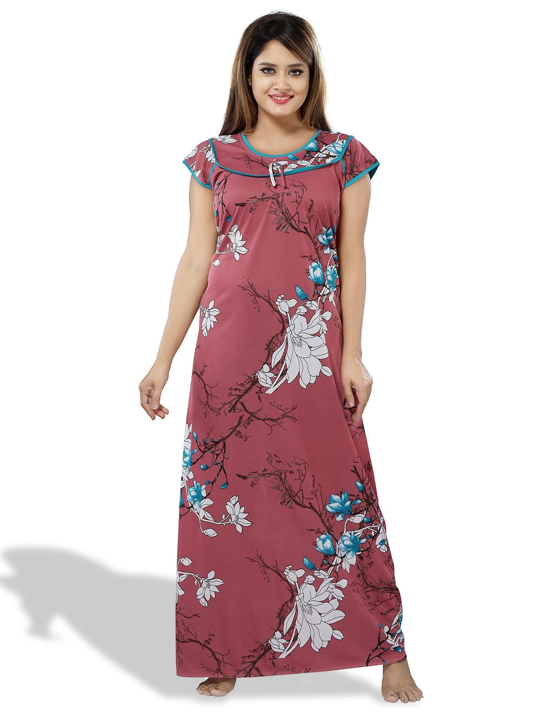 

SHOPPING STATION Floral Printed Satin Maxi Nightdress, Pink