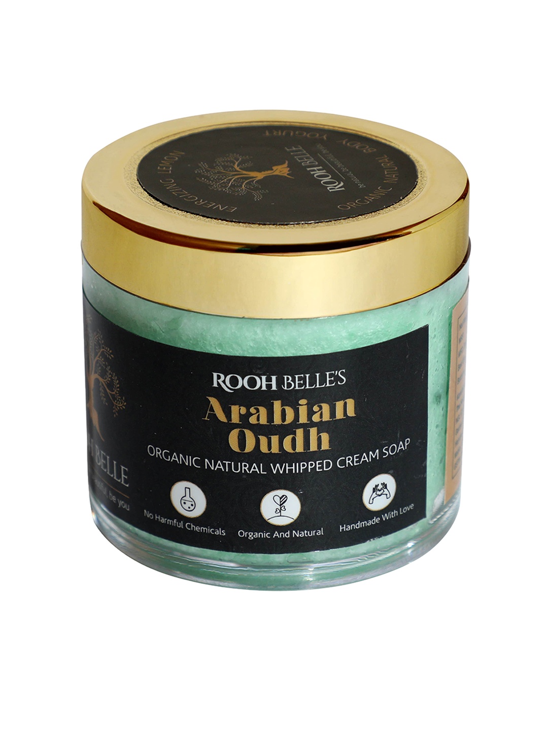 

Roohbelle Arabian Oudh Organic Natural Whipped Cream Soap - 125g, Green