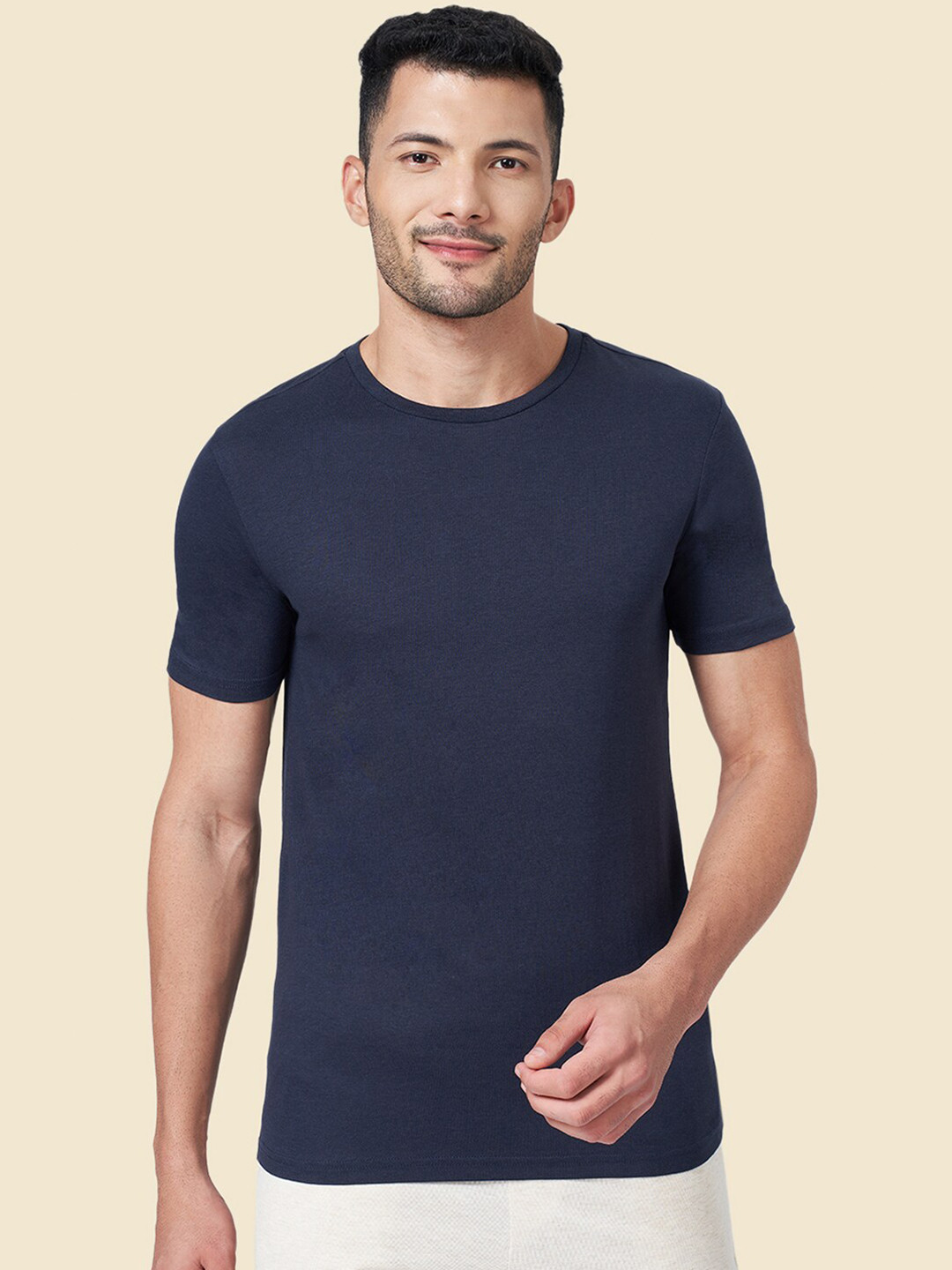 

Ajile by Pantaloons Round Neck Slim Fit T-shirt, Navy blue
