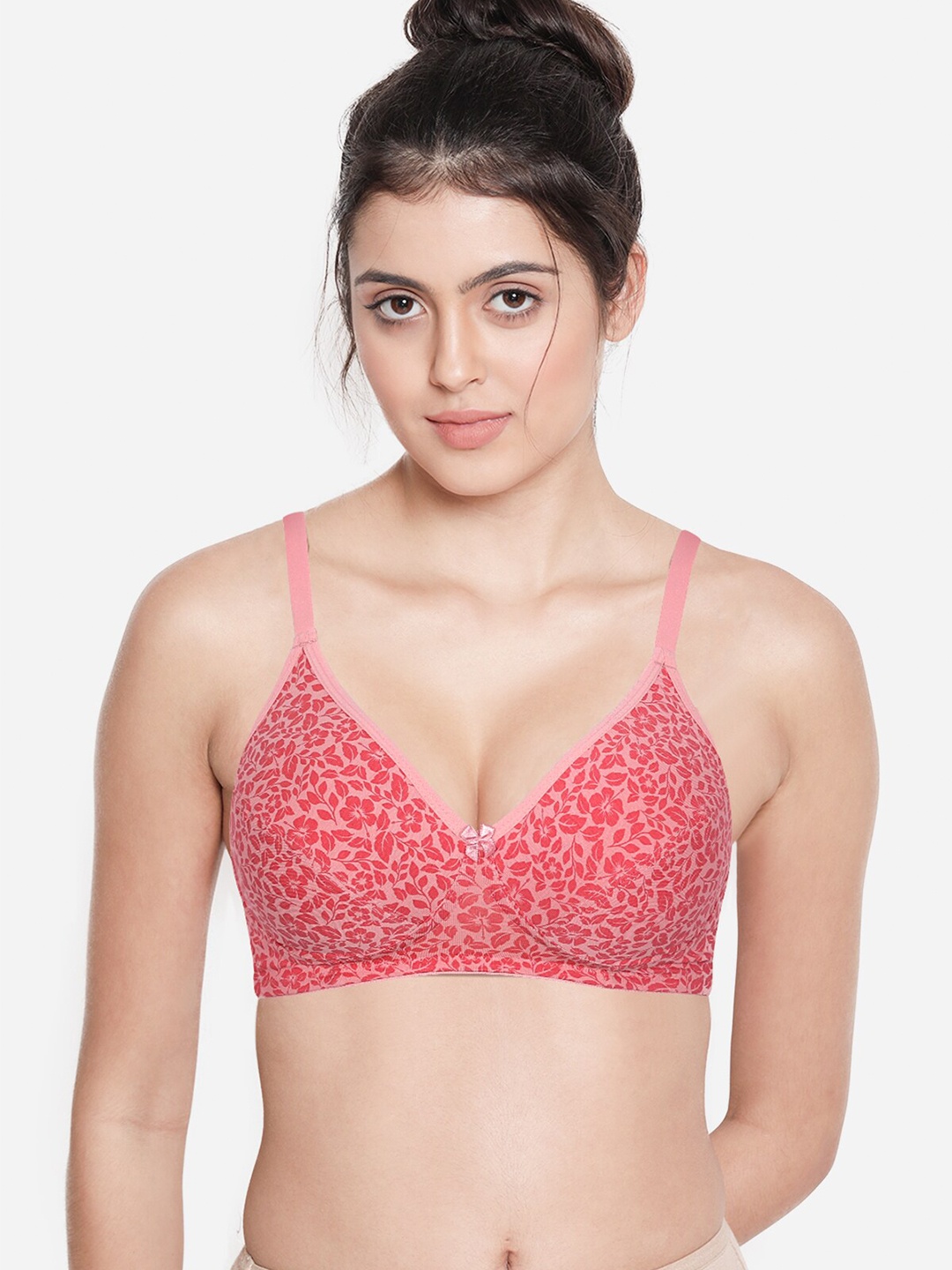 

Susie Floral Printed Non-Wired All Day Comfort Medium Coverage Cotton Everyday Bra, Peach