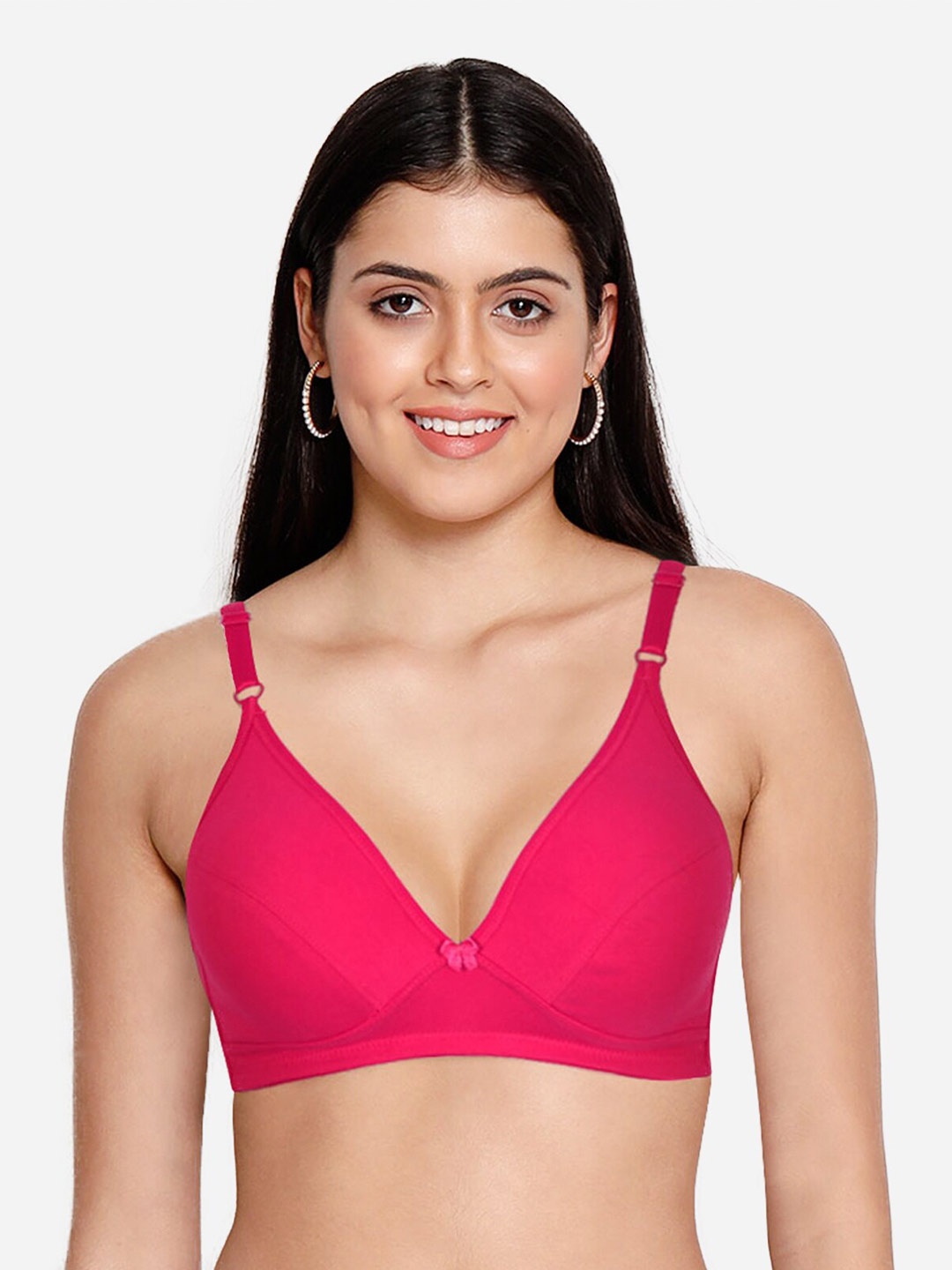 

Susie Cotton Medium Coverage Non Padded Piunge Bra, Pink