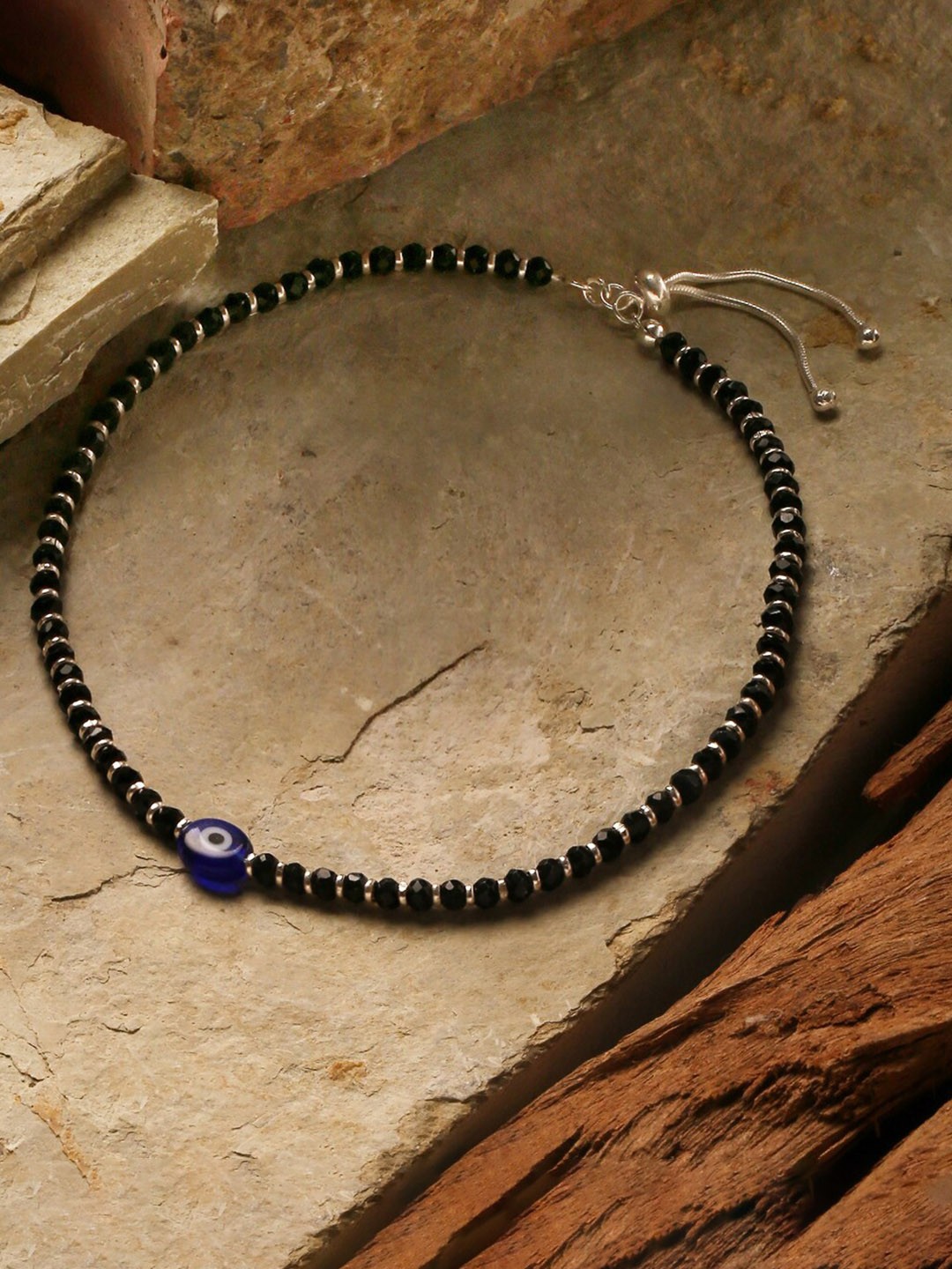 

ahilya 92.5 Sterling Silver Evil Eye Beaded Anklet