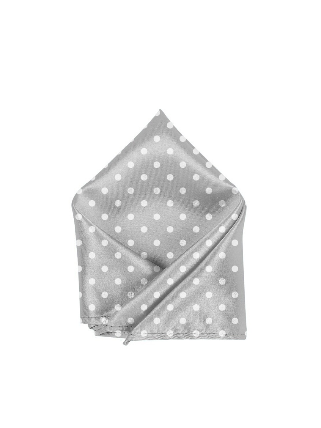 

Blacksmith Men Polka Dots Printed Satin Pocket Square, Grey