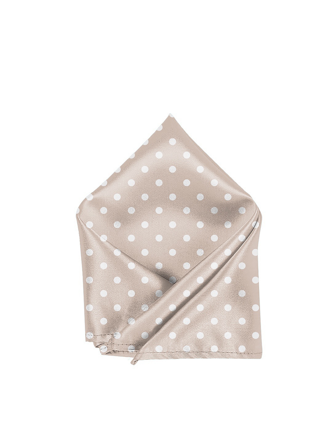 

Blacksmith Men Polka Dots Printed Satin Pocket Square, Beige