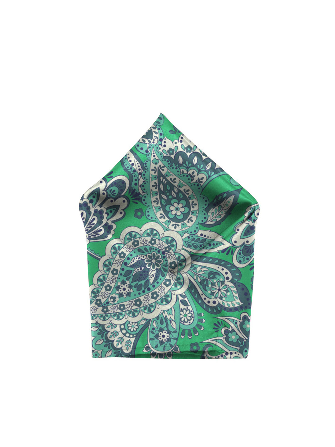 

Blacksmith Men Paisley Printed Satin Pocket Square, Green