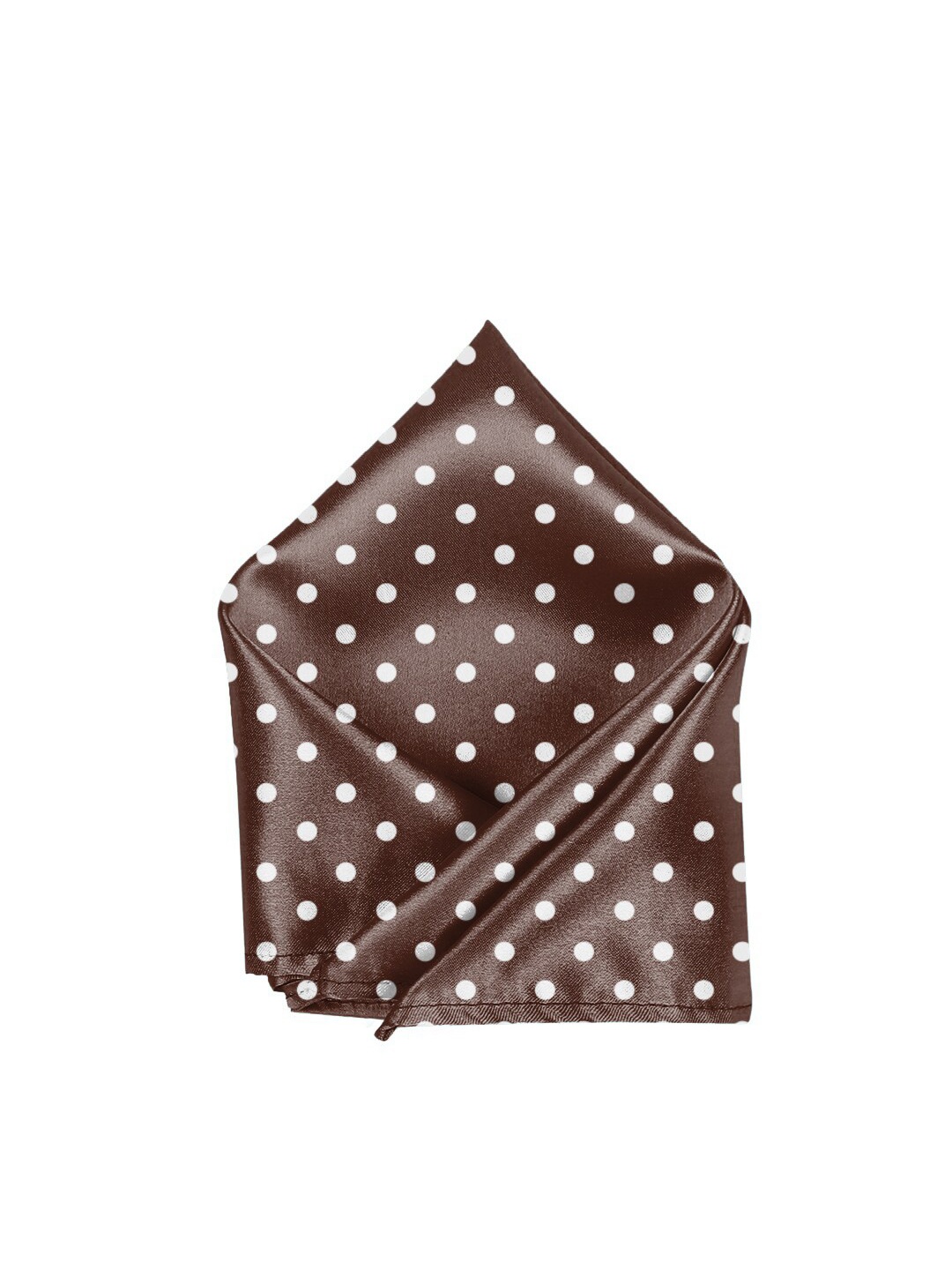 

Blacksmith Men Polka Dots Printed Satin Pocket Square, Brown