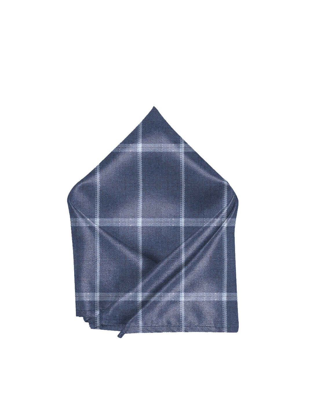 

Blacksmith Men Checked Tweed Satin Pocket Square, Navy blue