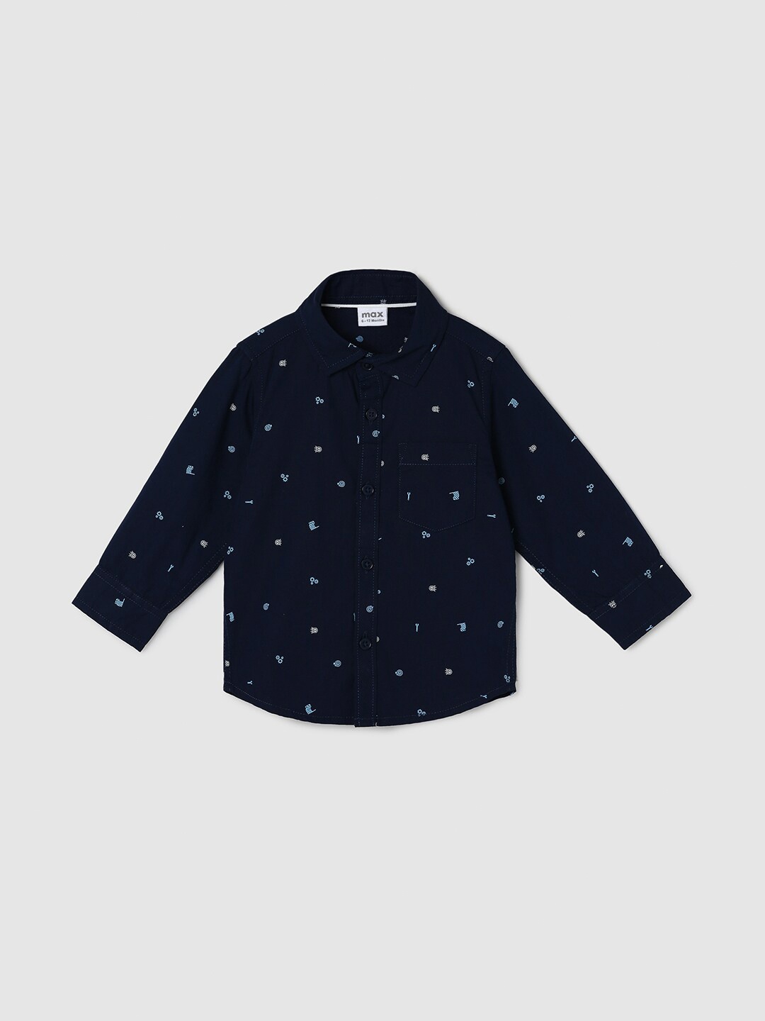 

max Boys Opaque Printed Casual Shirt, Navy blue