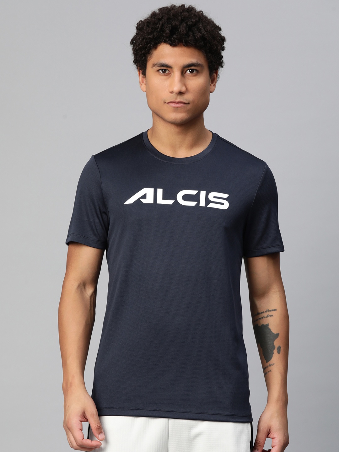 

Alcis Brand Logo Printed Anti Static Slim Fit T-shirt, Navy blue